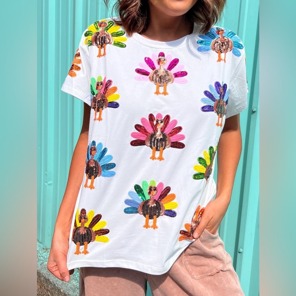 Queen of Sparkles Rainbow Turkey Tee